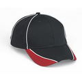 6 Panel piping cap with visor mesh applique